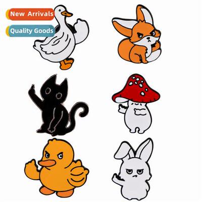 Carto cute animal brooch yellow duck rabb black cat badge st