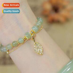 layer field new string ins female double bracelet Full jade