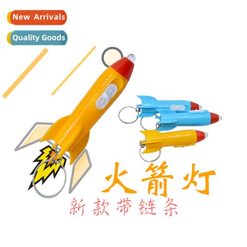 Creative LED light bulb keychain shine small rocket pendant