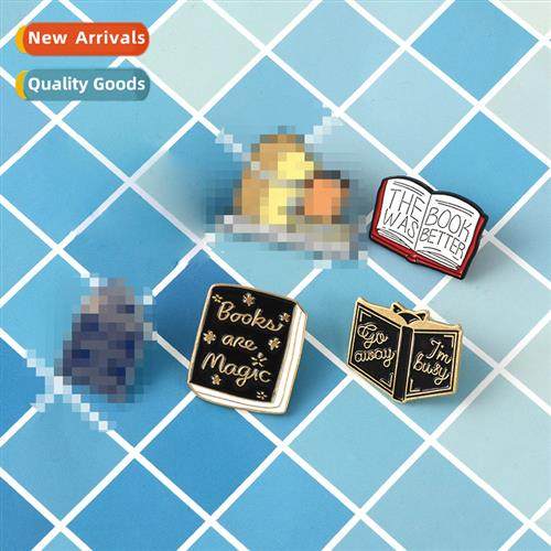 Europe and  Uned States Carto book flip book brooch enamel b