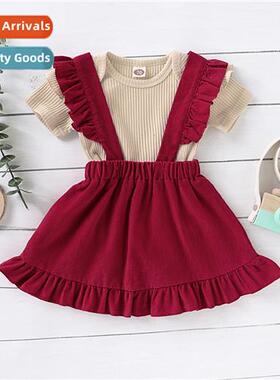 Girls spring  autumn  2020 new n solid color short-sleeved t