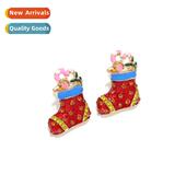dri gift drop oil cute Christmas earrings alloy socks design
