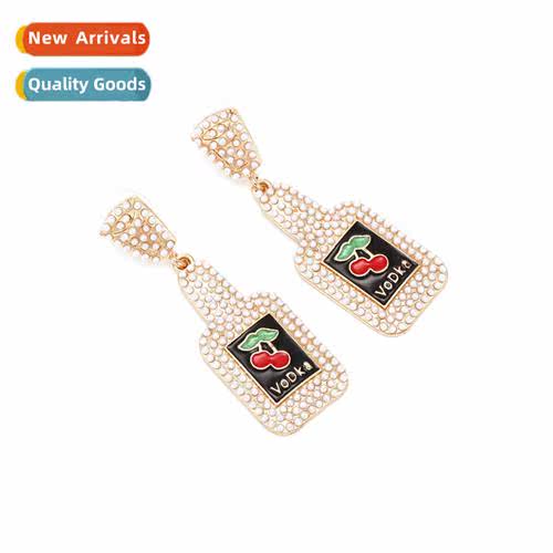 persaly fun alloy whiskey bottle earrings cute fashi design