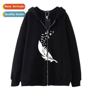 Fear Hop Mens Hoodie Zipper Y2k Harajuku Gothic Hip Dark