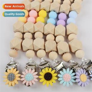 Woven Octagal Beads Sunflower Anti Clip Silice Drop Pacifier