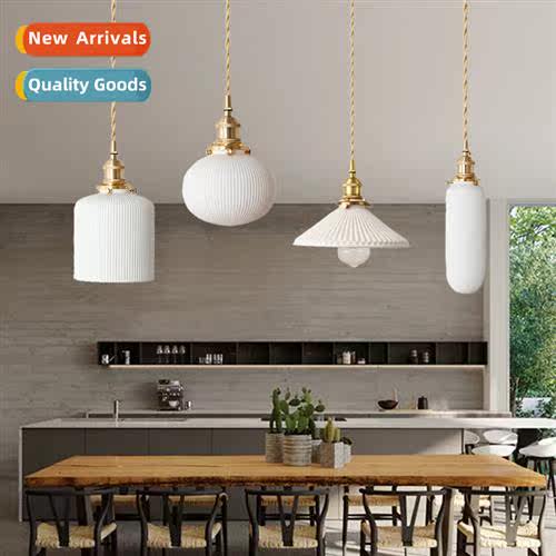 Bedroom bedside chelier pleated lampshade vintage brass B&B