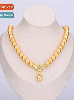 Shell whe pearl collarbe chain wh zirc purple gold colorful