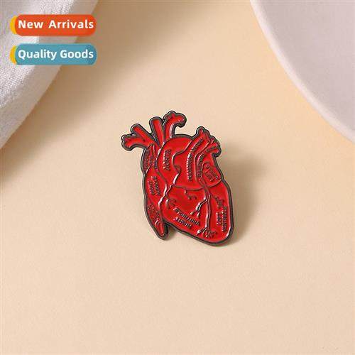 New creative red anatomical heart alloy brooch doctors and n