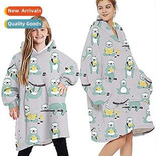 Winter Digal Print Family Parenting Lambswool Hooded Sweatsh