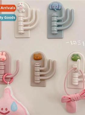 Cute no-punch strg adhesive hook ins carto girl heart rotati