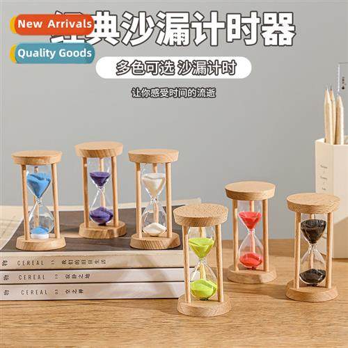Creative 5 minutes three columns round wooden hourglass time