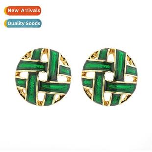 alloy baking paint Round persalized zinc earrings cre hollow