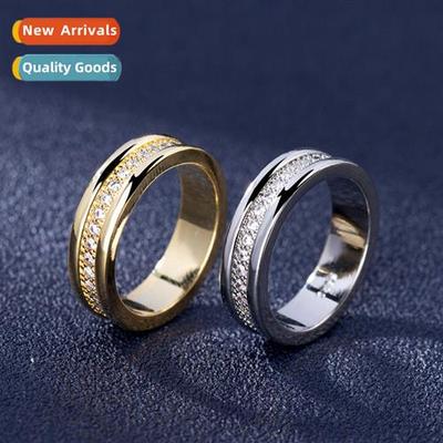 double inlaid zircia ring female 18K gold ring simple fashi