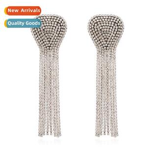 ZA exaggerated full diamd lg tassel earrings retro bohemian