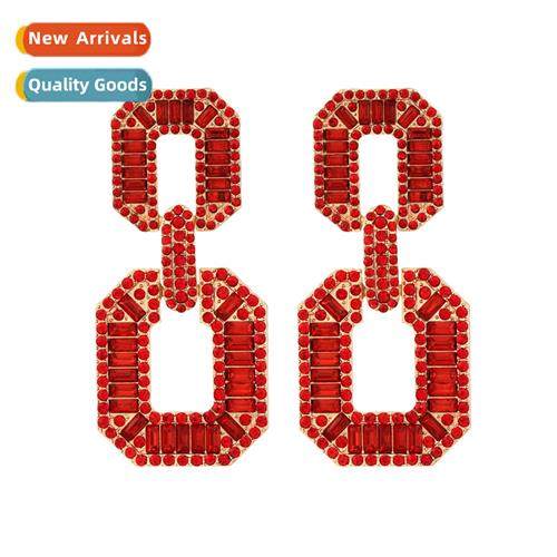 persalized resort style geometric alloy diamd earrings retro