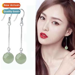 10mm imati sterling earring jade silver field S925 green