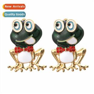 glaze zinc alloy Exaggerated frog color small earrin persaly