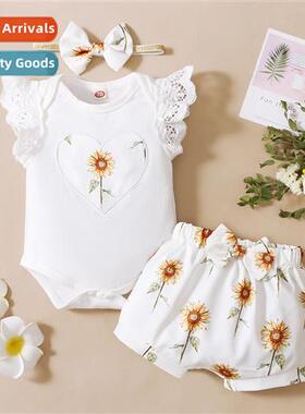 Girls spring  fall  2022 new n sunflower embroidery love top