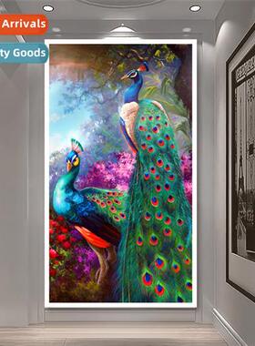 Diamd painting new entryway peacock figure full diamd cross