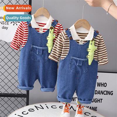 Baby denim strappy pants su 2023 new boys fall two- set 1 a