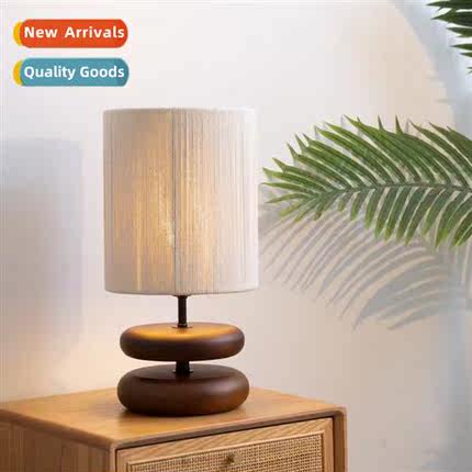 New wabi-sabi style solid wood table lamp er creative walnut