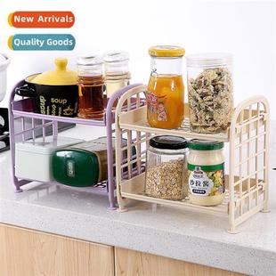 plastic shelf desktop Creative organizer hollow kchen two