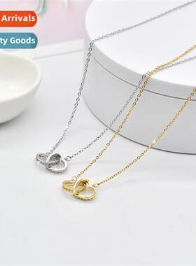 Interlocking love necklace female niche  tanium steel collar