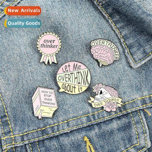 over thinker electroplated carto pin pink skull over thinker