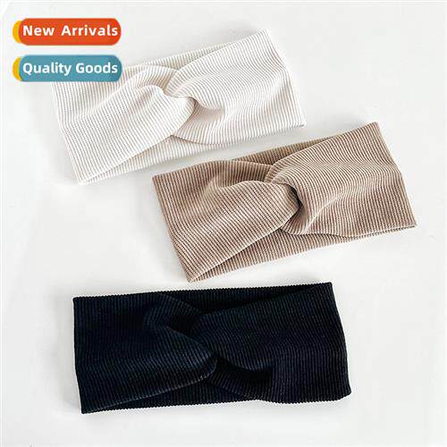 Corduroy elastic cross hair band simple casual out   set bel