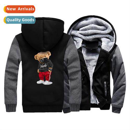 Hello Im a Bear Printed Mens Thickened Jacket Autumn  Winter