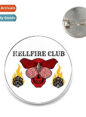 Stranger Things Time Gemste Badge Hellfire Silver Brooch