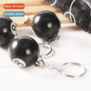 Large keychain pendant black pool keychain billiard keychain