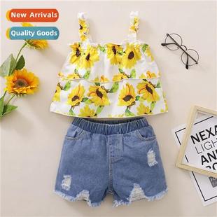 2021 new denim spring sho camisole fall sunflower Girls