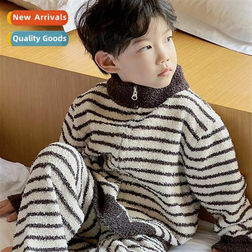 Boys pajamas winter 2023 new coral fleece childrens winter w