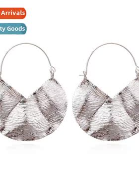 New simple geometric texture earrings retro fashi alloy earr