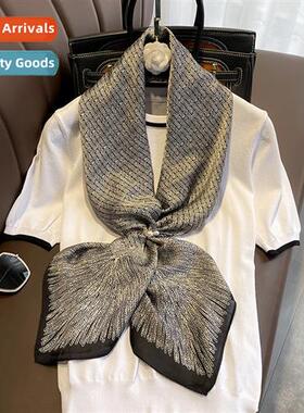 red book spring and summer new Korean graffi silk scarf fema