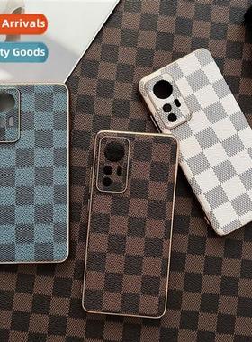 Ins style 适用Xiaomi 12spro plating checkerboard pattern Mix