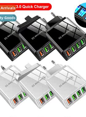 4.1A Illuminated QC3.0 Fast Charger Phe Charger 4USB Multi-p
