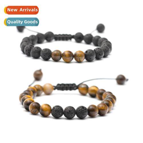 New listing Mens and womens 8MM Tiger Eye Lava Ste Mens Brai