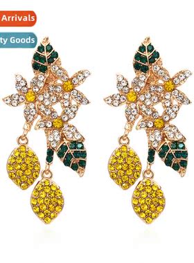 exaggerated rustic style collisi color diamd flower earrings