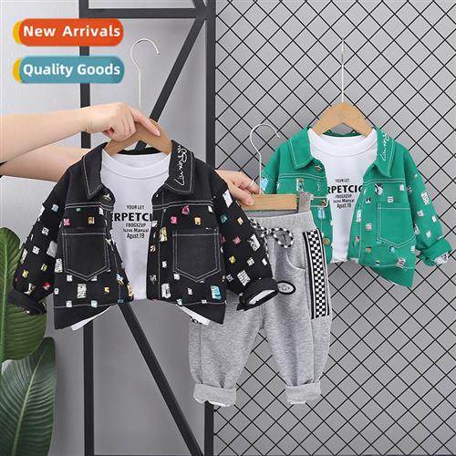 2023 fall new boys jacket cardigan coat three- set 1-5 years