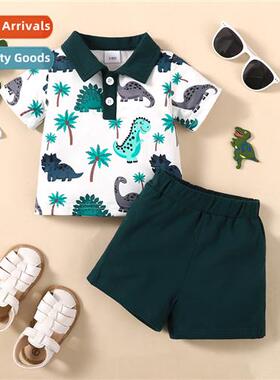 Boys spring  autumn  2023 new n dinosaur print short-sleeved