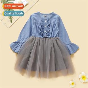 2021 new children Spring denim large Autumn middle Girls