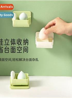 Wall-mountable beauty egg holder powder puff organizer beaut