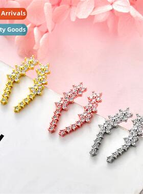 n fashi inlaid 14k gold star zircia earrings female full  di