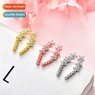 n fashi inlaid 14k gold star zircia earrings female full  di