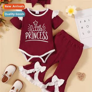2023 new sleeved spring printed short fall letters Girls