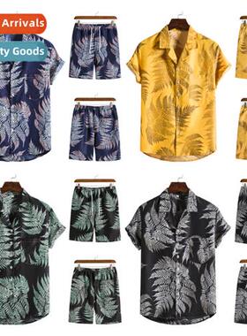 2022 Hawaii Collecti Beach Style Su Collar Printed Short Sle