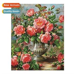 Full Flower Oil Thread Vase Embroidery Pey Hmade Decorati