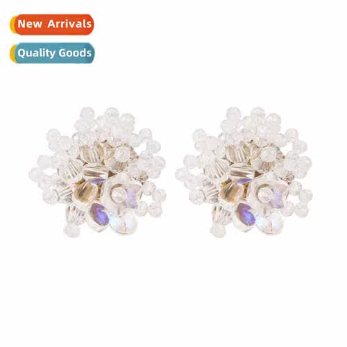 Korean niche  hmade three-dimensial flower earrings simple t